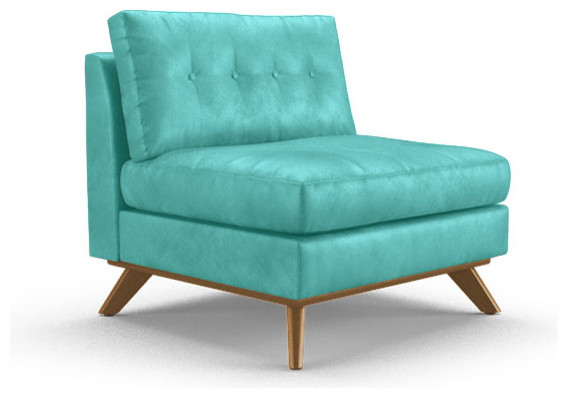 Hopson Leather Armless Chair - Brighton Polinesia Blue