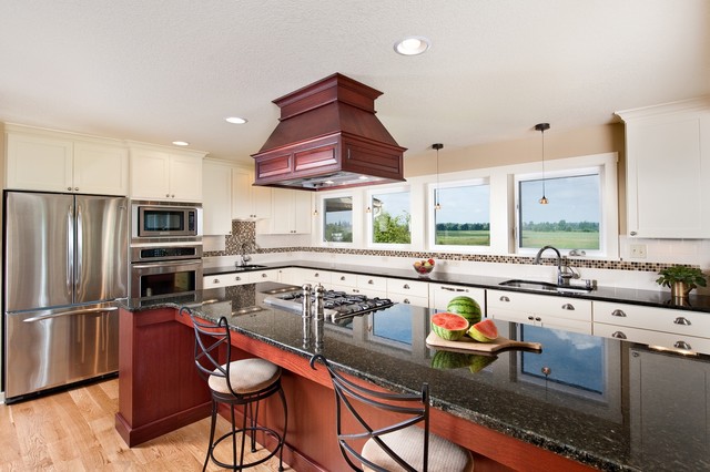 Farmhouse Kitchen With Long Island Country Kitchen Portland