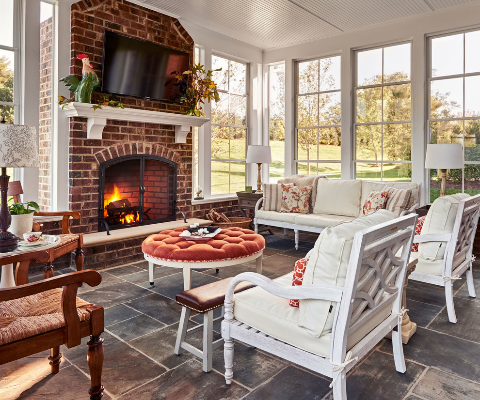 This is an example of a traditional sunroom in Charlotte.