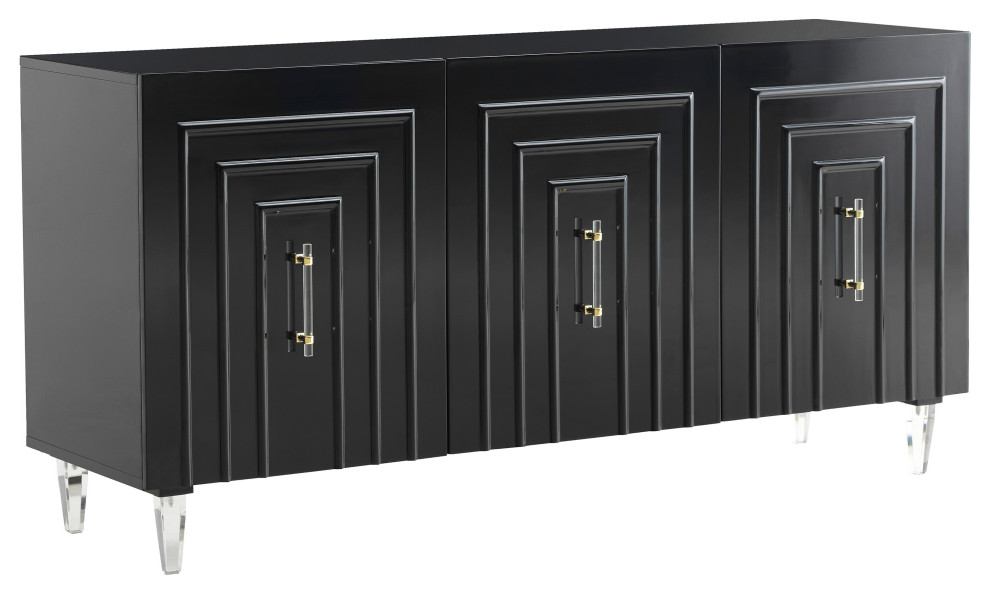Famke Black Lacquer Buffet Black Contemporary Buffets And