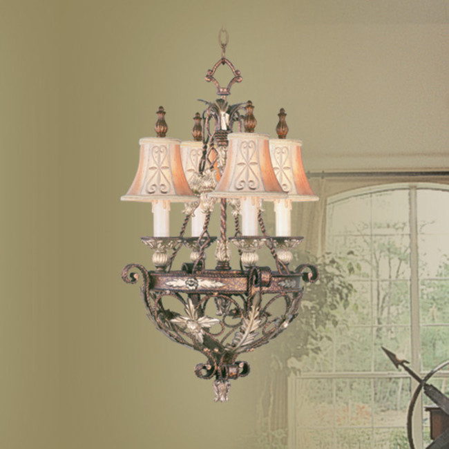 Livex Lighting 8844 4 Light 240W Chandelier - Palacial Bronze with Gilded