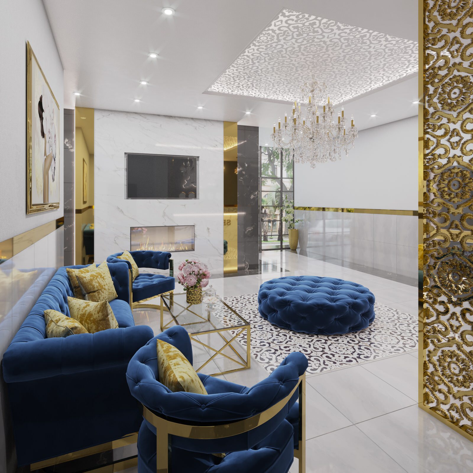 Luxury lobby in 5 star hotel