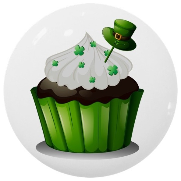St Patricks Day Cupcake With Hat Ceramic Cabinet Drawer Knob