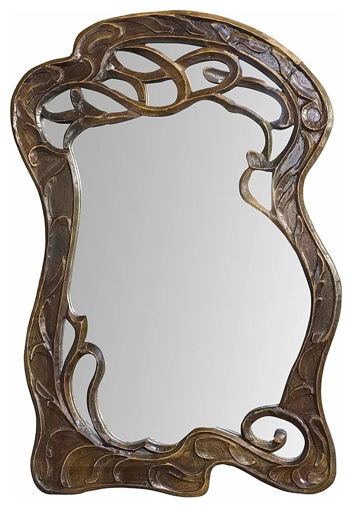 DecorShore 30 x 20 inch Hand Carved Mango Wood Curving Decorative Wall