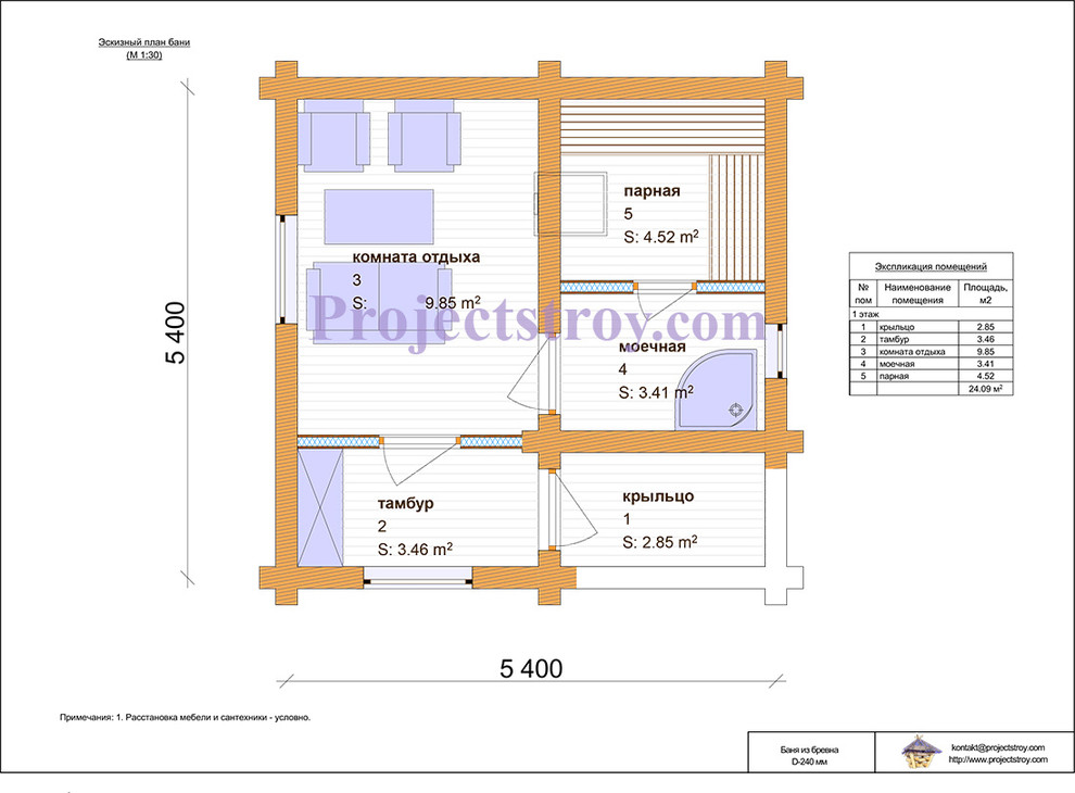 Баня из бревна 6х6 м одноэтажная