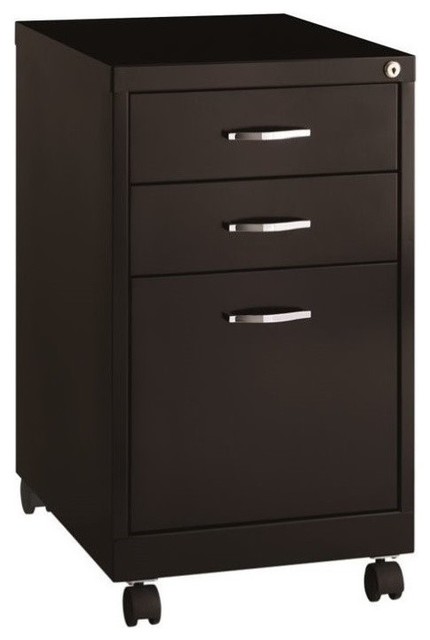 Hirsh Soho 19 In Deep 3 Drawer Mobile Filing Cabinet In Platinum Transitional Filing Cabinets By Homesquare