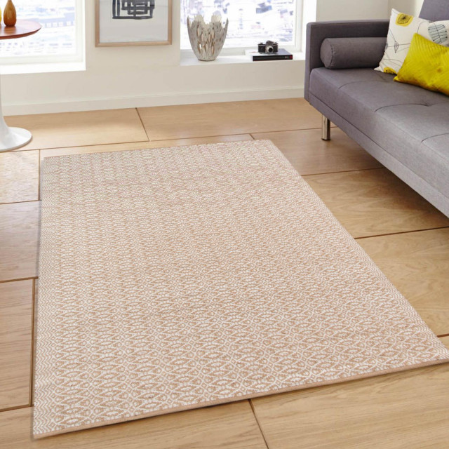 Amer Rugs Zola Parquet White Tan Jute And Rayon 2'x3' Area Rug ZOL70203