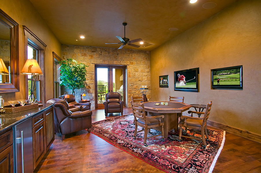 Inspiration for a traditional family room in Austin.