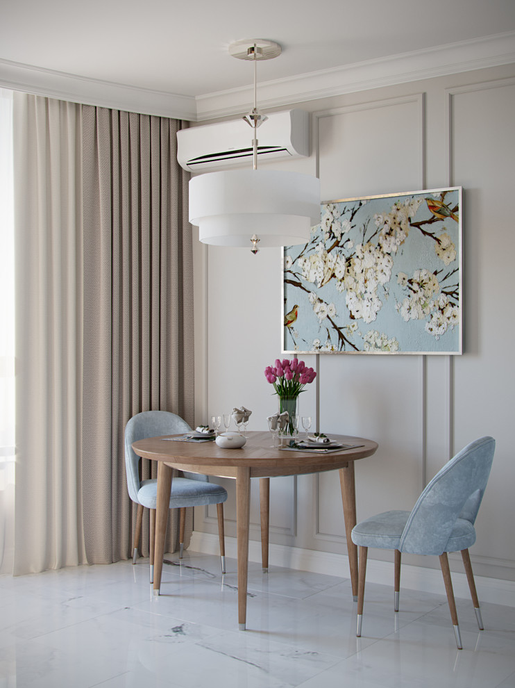 Дизайн небольшой кухни в пастельных тонах