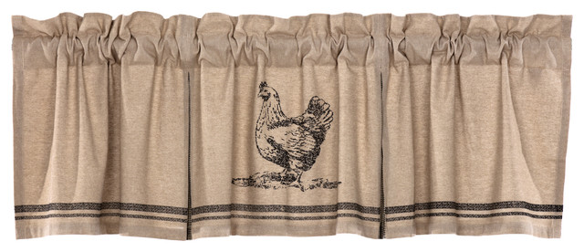Farmhouse Kitchen Curtains Miller Farm Chicken Valance Rod Pocket