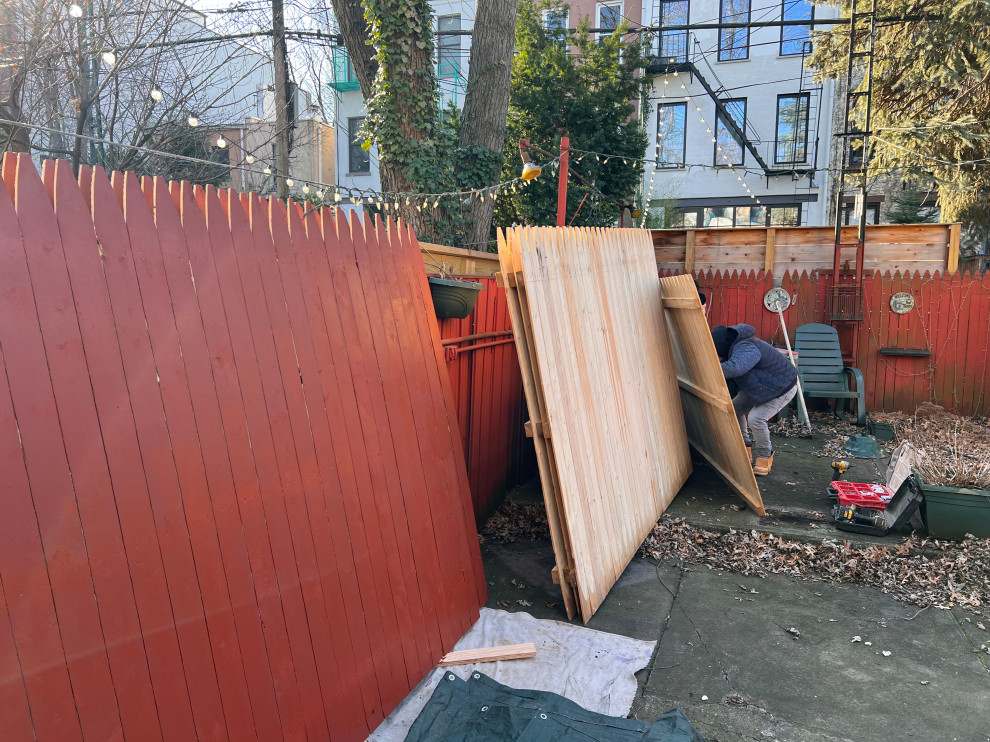 Park Slope backyard corten planters