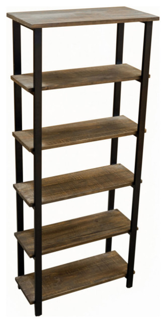 Pomona 70 H 5 Shelf Metal And Solid, Real Wood Bookcases With Doors