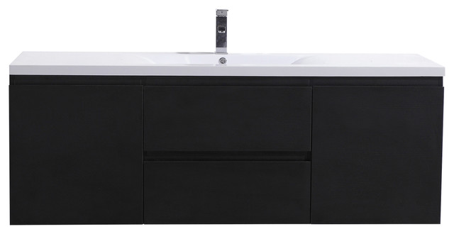 MOF 60" Single Sink Wall Mounted Bathroom Vanity, Black