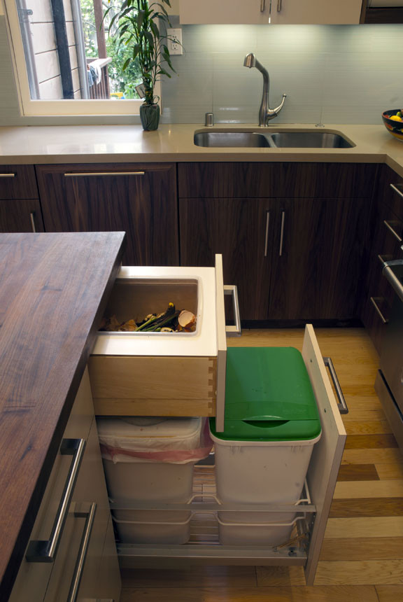 Kitchen Design Idea - Hide Pull Out Trash Bins In Your Cabinetry  Modern  kitchen trash cans, Ikea kitchen design, Interior design kitchen