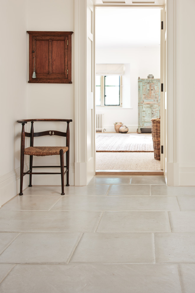 Traditional hallway in Wiltshire with limestone floors.