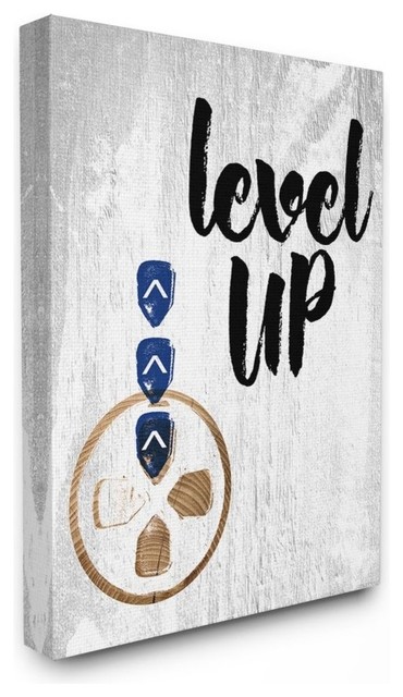 Level Up Wood Texture Sign with Directional Game Pad, 30