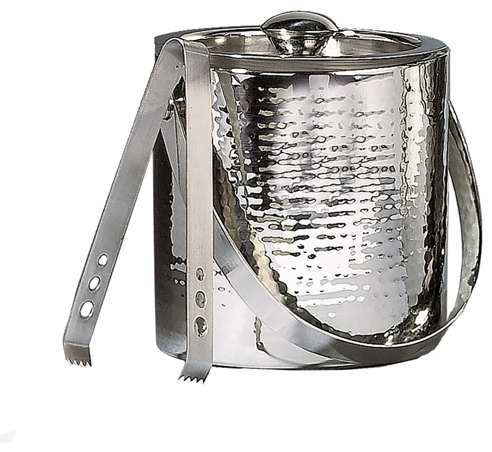 Elegance Hammered Ice Bucket With Tongs