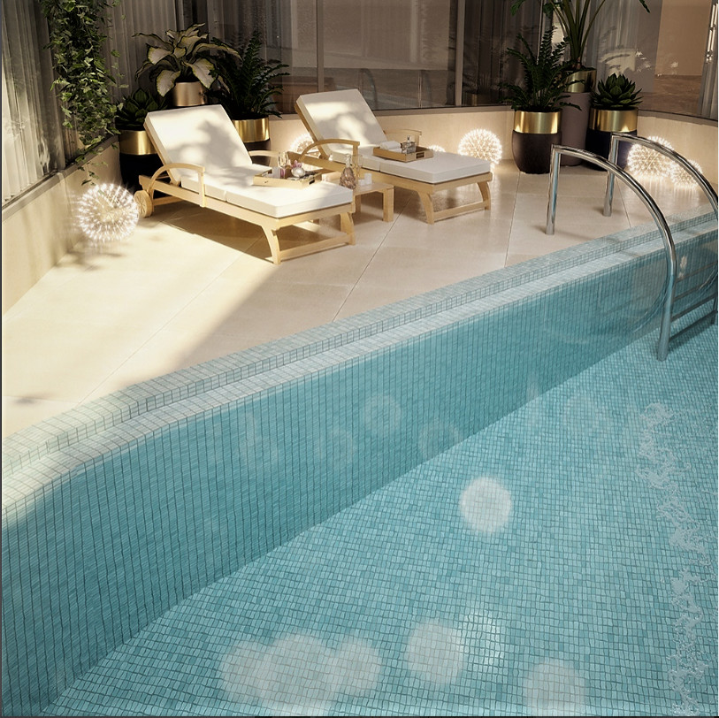 Immagine di una piscina coperta minimal