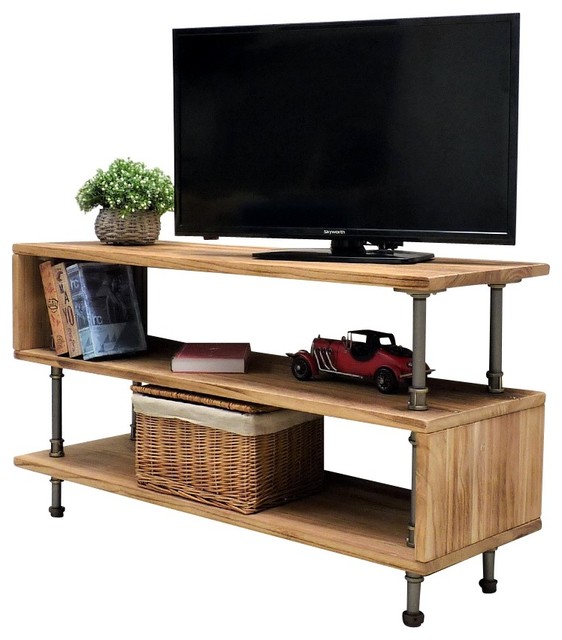 Tucson Modern Tv Stand Brushed Br Gray Steel Natural Wood Tucson Modern Tv Stand Brushed Br Gray Steel Natural Wood