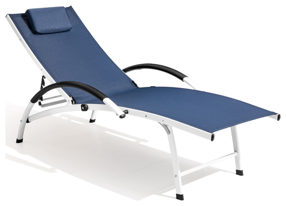 Outdoor Aluminum Adjustable Portable Folding Reclining Chaise Lounge