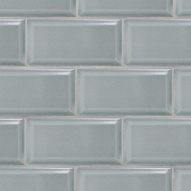 Handmade 4x8 Smoke Gray Crackled Beveled Glossy Subway Tile
