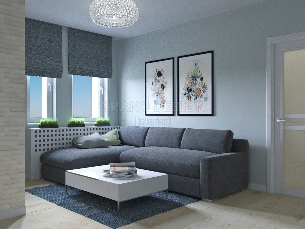 Кухня-гостиная в светлых тонах