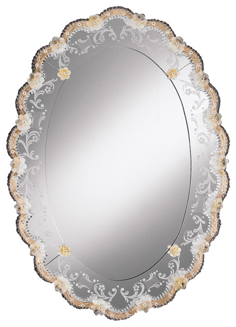 Traditional Bathroom Mirrors oval venetian mirror with gold highlights - traditional - bathroom Traditional Bathroom Mirrors oval venetian mirror with gold highlights - traditional - bathroom
