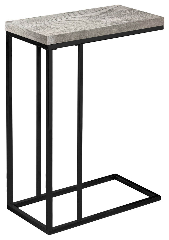Offex Grey Reclaimed WoodLook Rectangular Accent End Table, Black