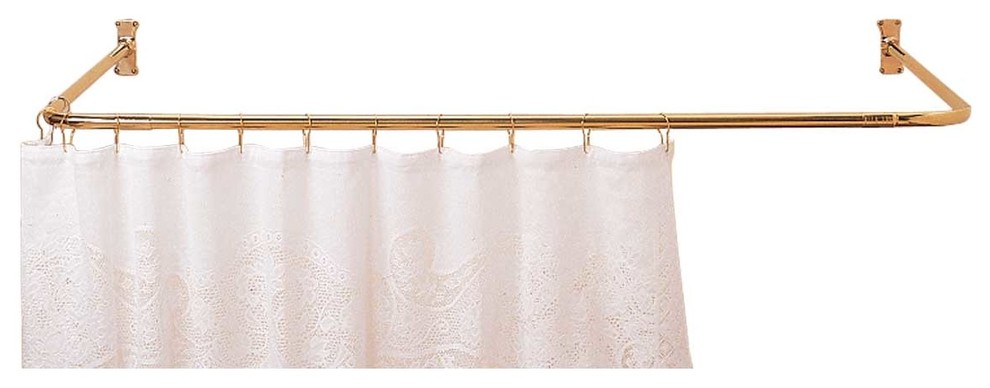 Shower Curtain Rod Bright Solid Brass 3, Brushed Gold Shower Curtain Rod Curved