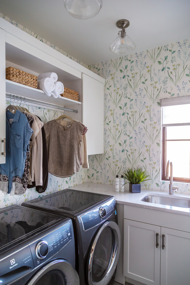 Design ideas for a transitional laundry room in Denver.