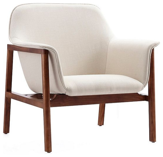 Manhattan Comfort MidCentury Modern Miller Accent Chair With Cream
