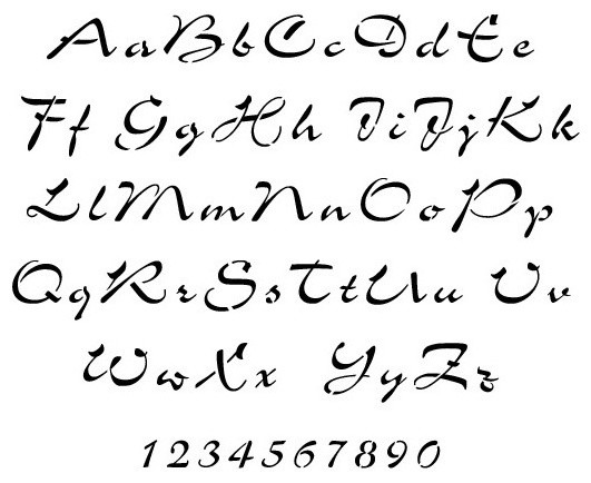 Airfoil Script Alphabet Stencil