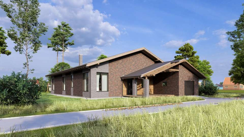 Одноэтажный дом из кирпича