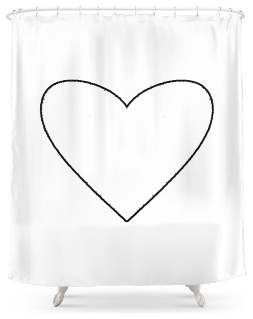 White Heart Shower Curtain Contemporary Shower Curtains by Society6