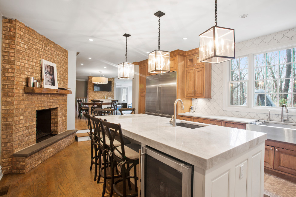 Example of a mountain style kitchen design in New York