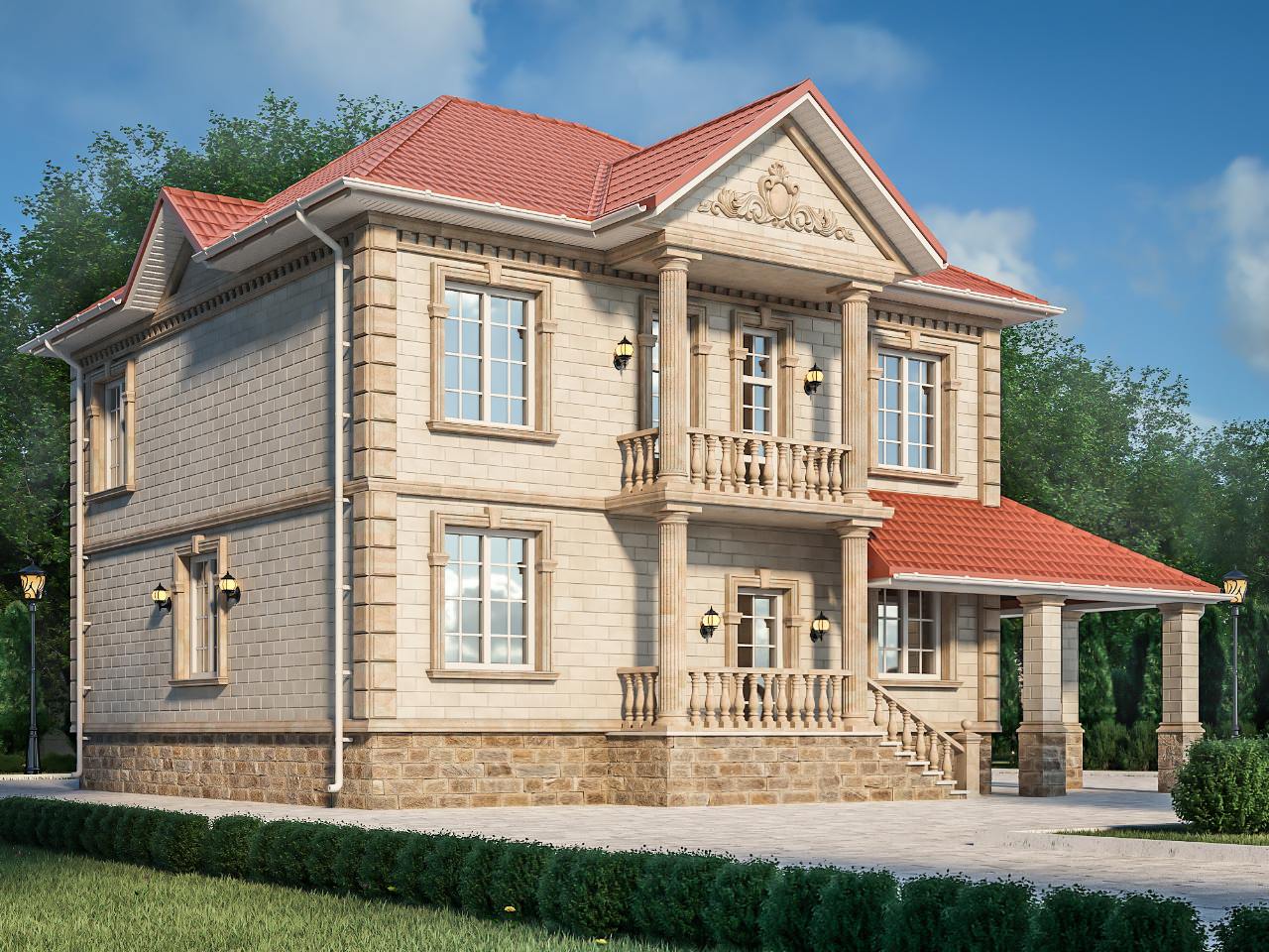 Фасад домовладения облицованный натуральным дагестанским камнем