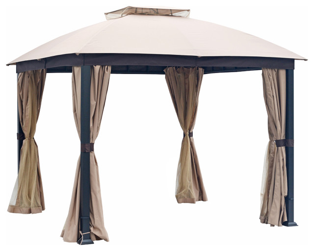 Outdoor Gazebo With Mosquito Netting Canopy 10 X10 Double Vented Roof Contemporary Gazebos By Moprem Home Houzz - Canvas Valencia Patio Swing Daybed With Netting Parts
