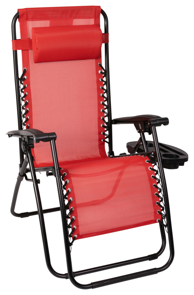 Zero Gravity Lounge Chair, Red Contemporary Outdoor Folding Chairs
