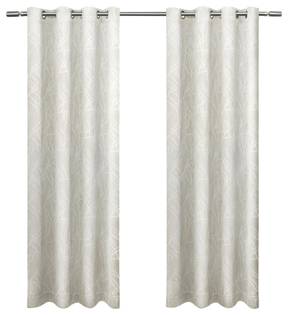 Twig Insulated Woven Blackout Grommet Top Curtain Panels Twig Insulated Woven Blackout Grommet Top Curtain Panel Pair 54x108 Vanilla