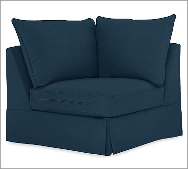 PB Comfort Square Corner, Polyester Wrap Cushions, Brushed Canvas Harbor Blue