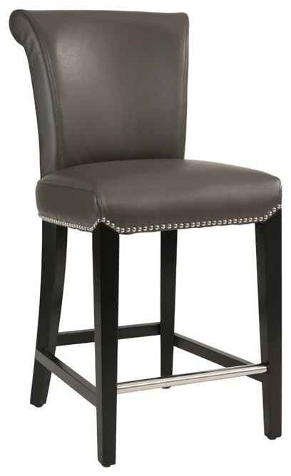Century Gray Leather Counter Stool