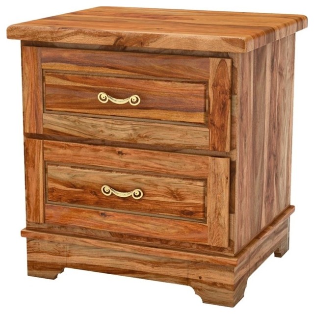 Colonial Rail Top Solid Wood Nightstand With Drawer Transitional