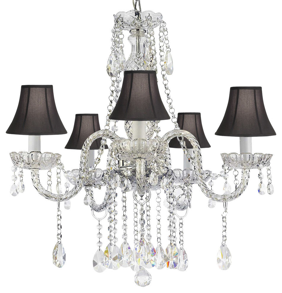 Empress Crystal Chandelier With Black Shades Traditional
