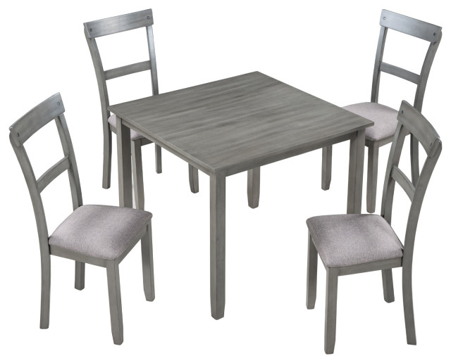 TATEUS Kitchen Table and Chairs Set With 6Piece Wooden Dining
