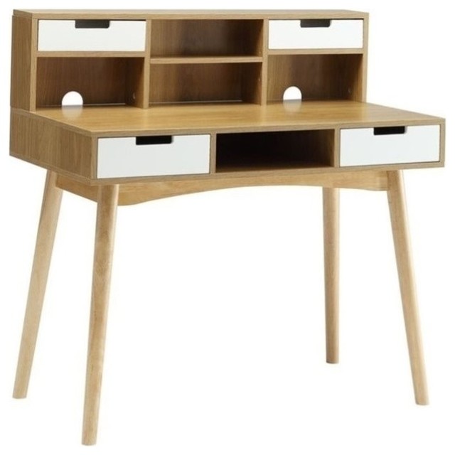 Scranton Co Secretary Desk In White And Light Oak Midcentury