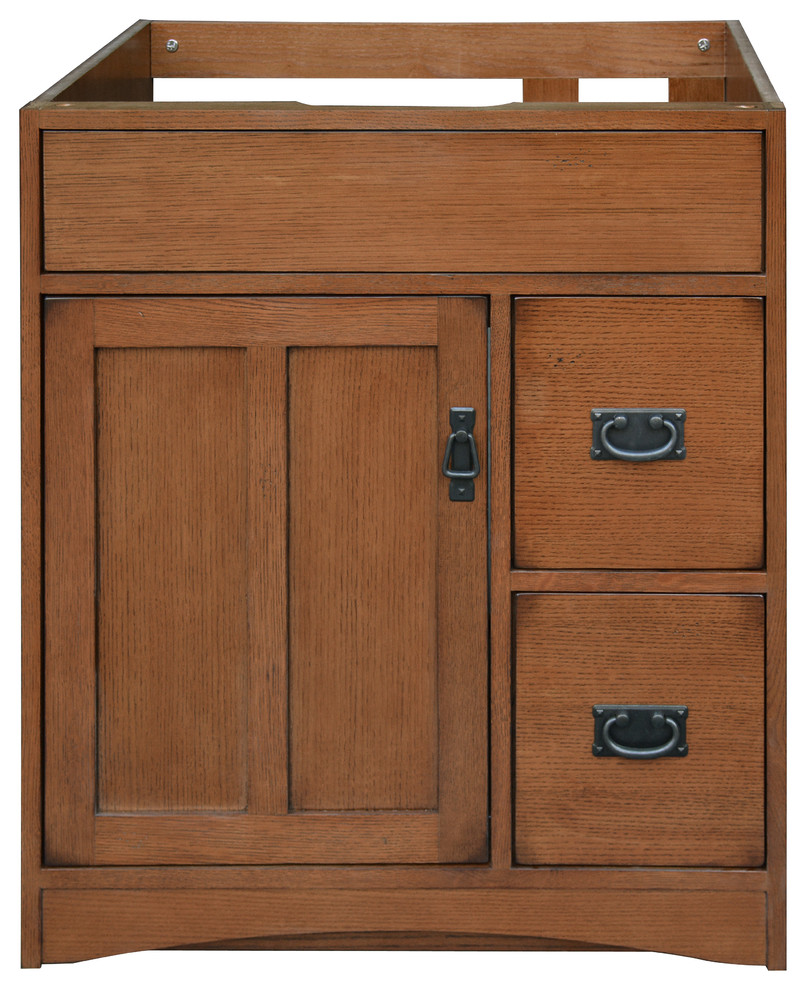 Mission Oak Assembled Vanity 1 Door 2 Drawers Craftsman Bathroom