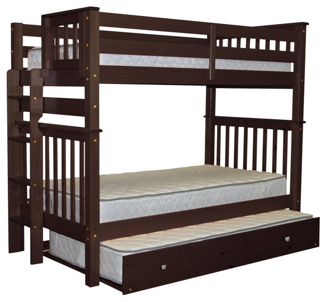 Bedz King Bunk Beds Tall Twin Over End Ladder And Trundle Bedz King Bunk Beds Tall Twin Over End Ladder And Trundle Cappuccino