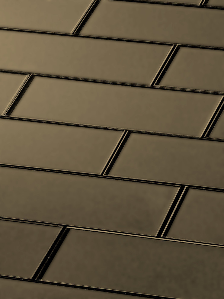 Forever 3"x12" Bronze Matte Glass Subway Tile Backsplash Contemporary