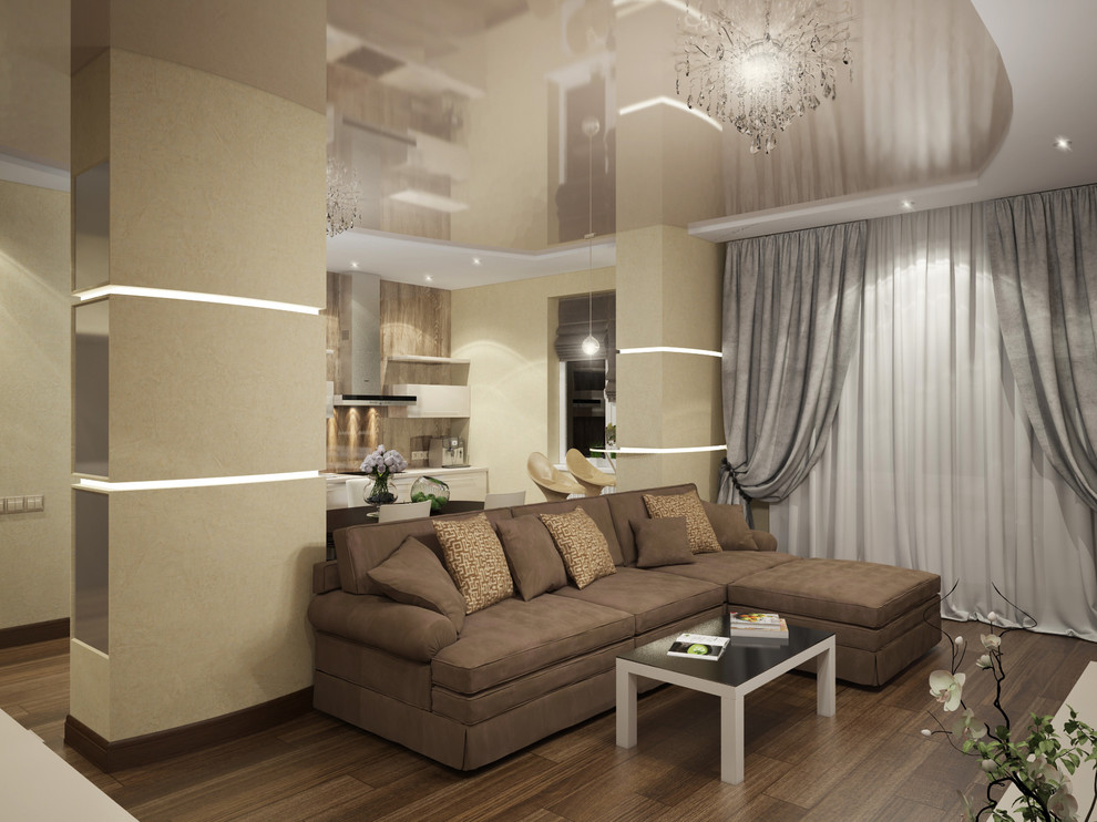 3D визуализация | Квартира в кремовых тонах с яркими акцентами