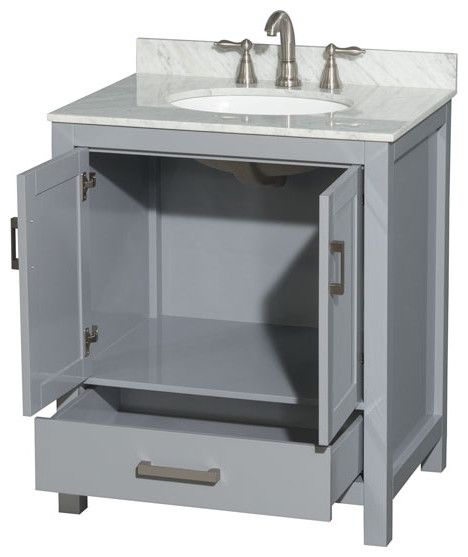 Wyndham WCS141430SGYCMUNOMXX Single Vanity in Gray with White Carrera ...